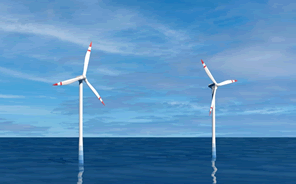 風車を海に浮かべる浮体式の洋上風力発電
